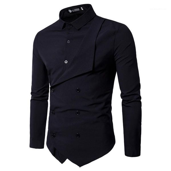 shirts double breasted faketwo long sleeve mens casual shirts turn-down collar shirts males clothing slim mens designer, White;black
shirts double breasted faketwo long sleeve mens casual shirts turn-down collar shirts males clothing slim mens designer, White;black