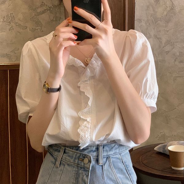 women's blouses & shirts ulzzang japanese kawaii vintage sweet v-neck puff sleeve loose shirt female korean harajuku clothes for women, White
women's blouses & shirts ulzzang japanese kawaii vintage sweet v-neck puff sleeve loose shirt female korean harajuku clothes for women, White