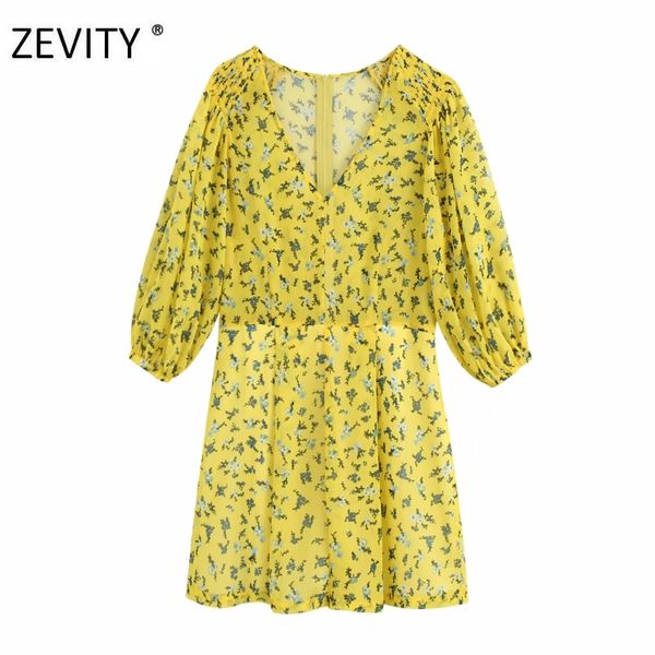 zevity new women elegant v neck floral print playsuits ladies elastic pleats lantern sleeve combination shorts chic rompers p910, Black;white 
zevity new women elegant v neck floral print playsuits ladies elastic pleats lantern sleeve combination shorts chic rompers p910, Black;white