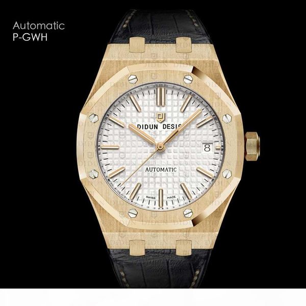 didun men watches mechanical automatic watch rosegold male fashion business watch leather strap wristwatch, Slivery;brown
didun men watches mechanical automatic watch rosegold male fashion business watch leather strap wristwatch, Slivery;brown
