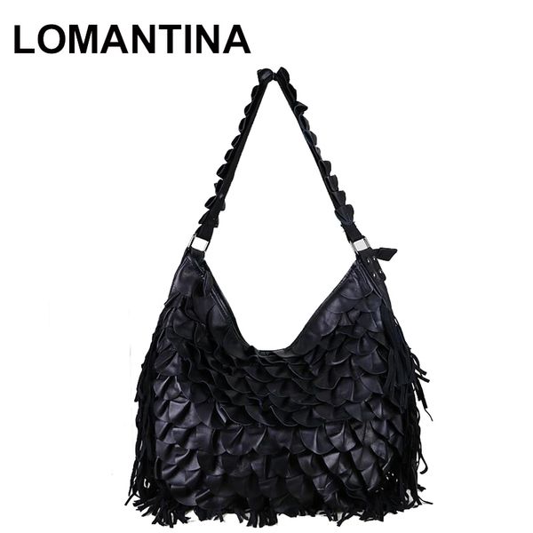 lomantina 2020 мода элегантных женщин кожаные сумки черный ruffles fringe марка конструкторы сумки кисточкой классический hobos
lomantina 2020 мода элегантных женщин кожаные сумки черный ruffles fringe марка конструкторы сумки кисточкой классический hobos