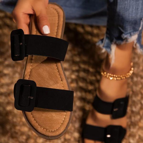 summer new style double breasted open toe outdoor beach slippers fashion casual solid color all-match plus size women's slippers, Black
summer new style double breasted open toe outdoor beach slippers fashion casual solid color all-match plus size women's slippers, Black