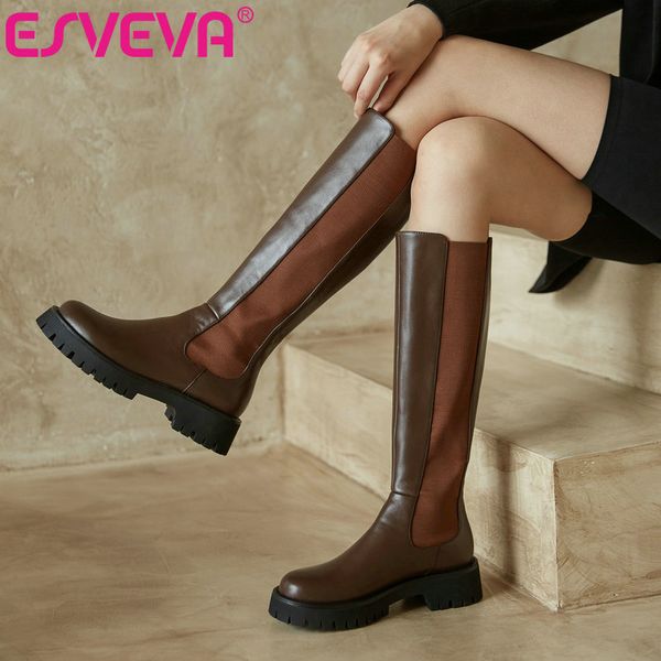 esveva 2021 knee high boots women boots autumn winter pu+leather women shoes round toe square med heel slip on size 34-40, Black
esveva 2021 knee high boots women boots autumn winter pu+leather women shoes round toe square med heel slip on size 34-40, Black