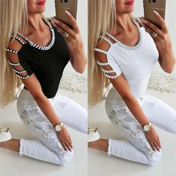 tshirt fashion spaghetti strap hollow out sleeve tees with beads womens clothing womens designer, White
tshirt fashion spaghetti strap hollow out sleeve tees with beads womens clothing womens designer, White
