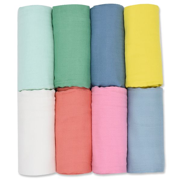 Solid Color Bamboo Cotton Muslin Baby Swaddle Blanket Newborn Pgraphy Accessories Soft Swaddle Wrap Baby Bedding Bath Towel
