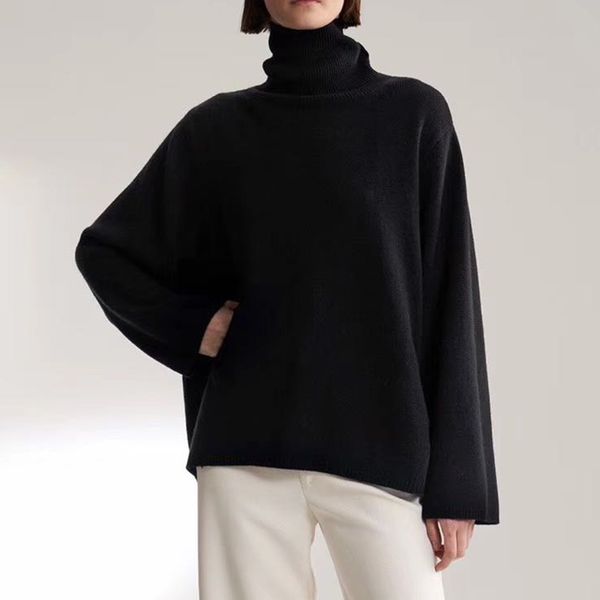 turtleneck womens loose knitted sweater long sleeve knit pullover female asymmetrical autumn and winter knitwear, White;black
turtleneck womens loose knitted sweater long sleeve knit pullover female asymmetrical autumn and winter knitwear, White;black