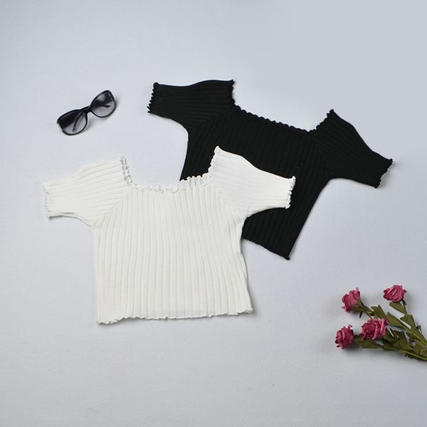women's t-shirt summer ladies short slash neck sleeved pure color knitting fashion casual slim, White
women's t-shirt summer ladies short slash neck sleeved pure color knitting fashion casual slim, White