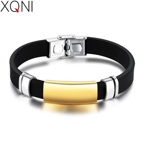 xqni sport men's silicone bracelets smooth design black/white/gold color 10mm width length adjustable male gift birthday gift, Golden;silver 
xqni sport men's silicone bracelets smooth design black/white/gold color 10mm width length adjustable male gift birthday gift, Golden;silver