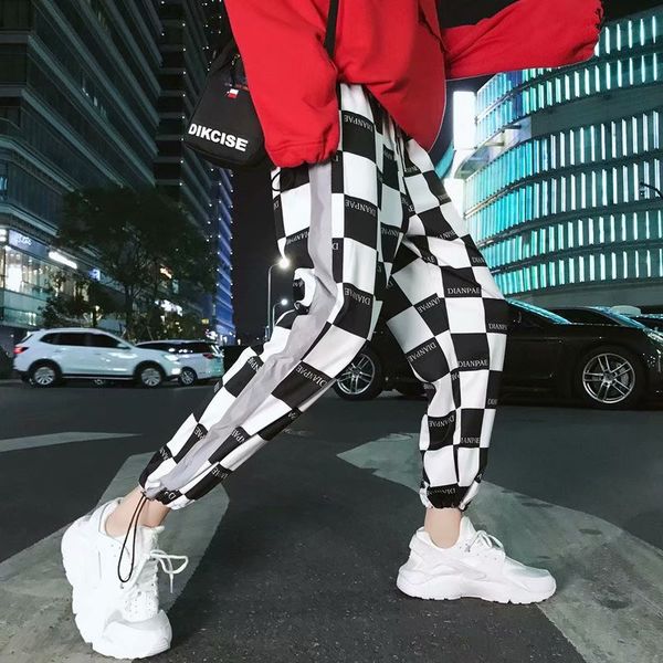 men's pants reflective sports plaid casual 2021 woman strip loose harlan beam foot jogging men clothing, Black
men's pants reflective sports plaid casual 2021 woman strip loose harlan beam foot jogging men clothing, Black