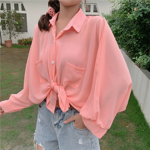summer women blouse solid lapel korean casual loose shirts lady thin micro transparent sunscreen shirt white chiffon blusas
summer women blouse solid lapel korean casual loose shirts lady thin micro transparent sunscreen shirt white chiffon blusas