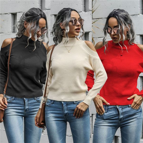женская дизайнерская вязаные high neck с длинным рукавом без бретелек вязание свитера сплошного цвета вскользь женщины одежда, White
женская дизайнерская вязаные high neck с длинным рукавом без бретелек вязание свитера сплошного цвета вскользь женщины одежда, White