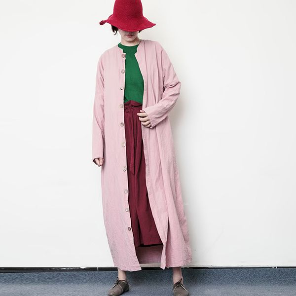 women's trench coats johnature vintage solid color o-neck long sleeve cotton linen women coat 2021 autumn loose comfortable pink female, Tan;black
women's trench coats johnature vintage solid color o-neck long sleeve cotton linen women coat 2021 autumn loose comfortable pink female, Tan;black