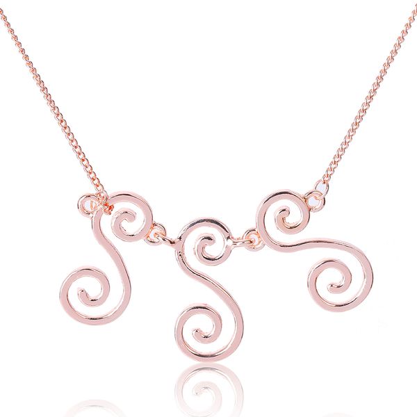 korean women's rose gold color pendant necklace round spiral temperament pendant zinc alloy jewelry wedding anniversary gift, Silver 
korean women's rose gold color pendant necklace round spiral temperament pendant zinc alloy jewelry wedding anniversary gift, Silver