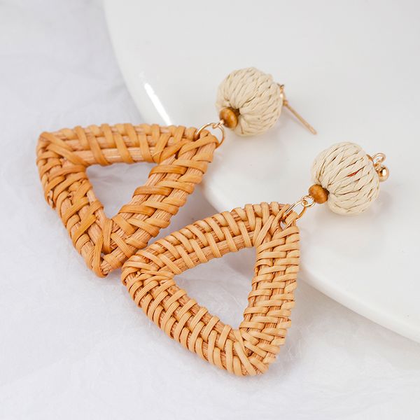aensoa korea rope ball triangle drop earrings for women handmade rattan straw braid geometric bamboo earring accessories, Silver
aensoa korea rope ball triangle drop earrings for women handmade rattan straw braid geometric bamboo earring accessories, Silver