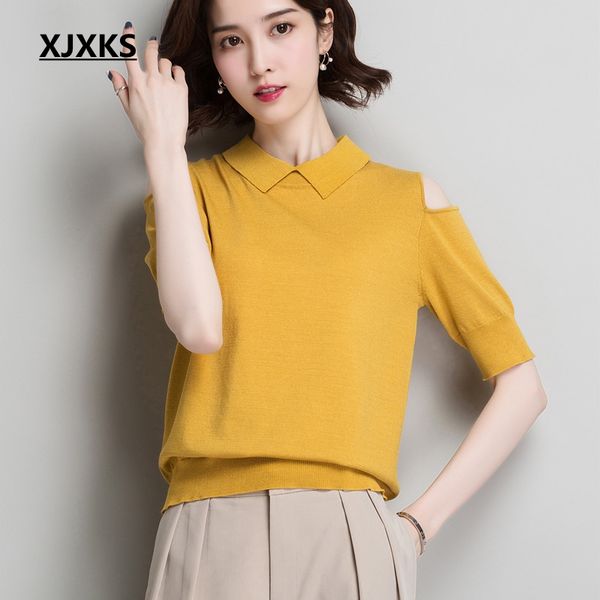 xjxks women t-shirt linen knitwear summer new turn-down collar shirt thin off-shoulder sleeve women knitted jumper, White
xjxks women t-shirt linen knitwear summer new turn-down collar shirt thin off-shoulder sleeve women knitted jumper, White