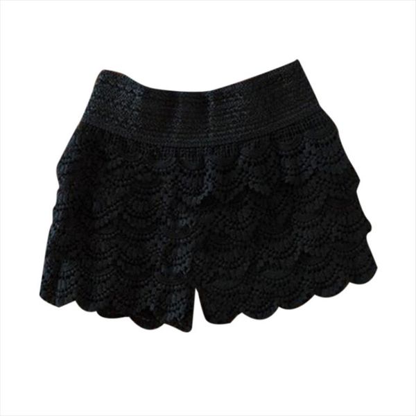 2020 summer shorts for women fashion high waist lace shorts female hook flowers sheath shorts, White;black
