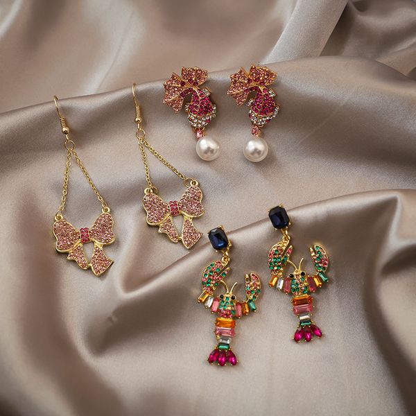 sweet lovely pink crystal crayfish bear bow pearl pendant earrings 2020 new fashion personality statement earrings women jewelry, Silver
sweet lovely pink crystal crayfish bear bow pearl pendant earrings 2020 new fashion personality statement earrings women jewelry, Silver