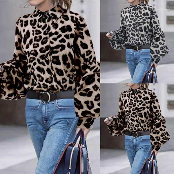 breast fashion female clothing autumn womens designer plus size blouses loose leopard printed lapel neck single, White
breast fashion female clothing autumn womens designer plus size blouses loose leopard printed lapel neck single, White