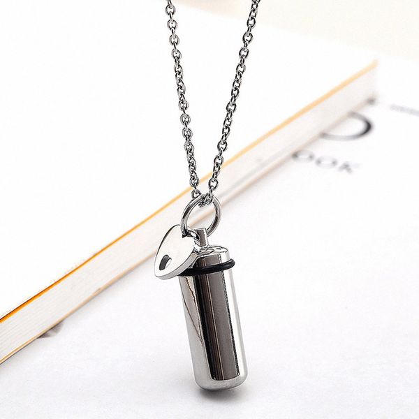 heart openable ash holder perfume box cremation urn pendant necklace jewelry classic metal urn cremation chain, Silver