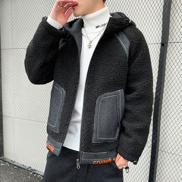 men's down & parkas men cashmere coat warm patch hit color male lamb zip slip hooded print man, Black
men's down & parkas men cashmere coat warm patch hit color male lamb zip slip hooded print man, Black