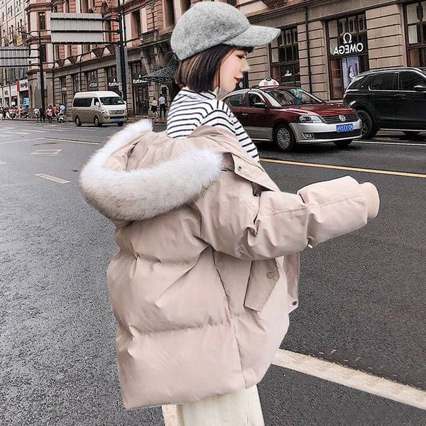 new style big fur collar cotton coats woman loose short winter jacket parkas womens warm thicken hooded down cotton jacket coat, Black
new style big fur collar cotton coats woman loose short winter jacket parkas womens warm thicken hooded down cotton jacket coat, Black