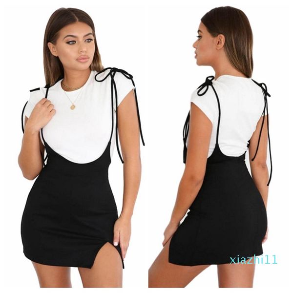 black women dress with shoulder straps package hip under split slim strapless suspender summer dresses high waist mini school dress, Black;gray
black women dress with shoulder straps package hip under split slim strapless suspender summer dresses high waist mini school dress, Black;gray