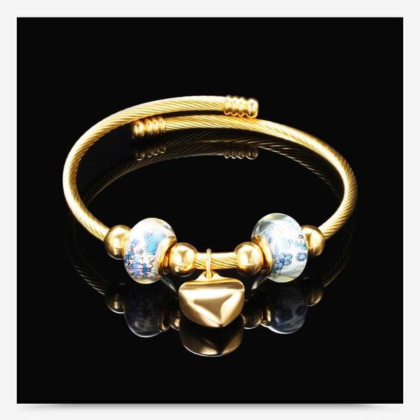 new diy beaded stainless steel bangle for girls gold silver color love heart charms bracelets manchettes bracelet femme 2020, Black
new diy beaded stainless steel bangle for girls gold silver color love heart charms bracelets manchettes bracelet femme 2020, Black