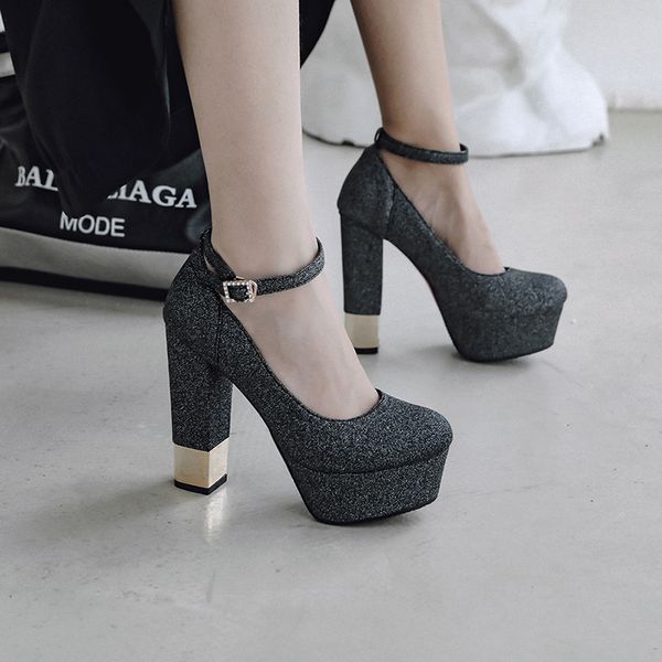 silver wedding bridesmaid women platform pumps high chunky block heels gold pu sequined cloth party ankle strap red ladies shoes, Black
silver wedding bridesmaid women platform pumps high chunky block heels gold pu sequined cloth party ankle strap red ladies shoes, Black