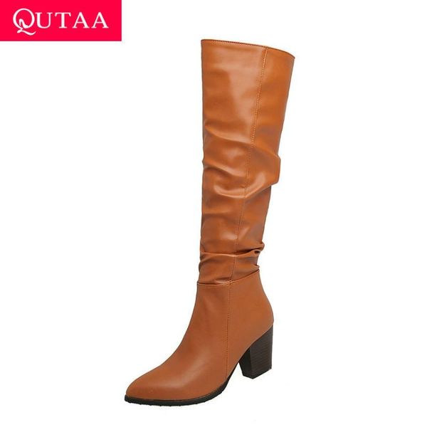 qutaa 2021 square high heel keep warm осень зима женская обувь острым носом pu кожа молния моды колено высокие сапоги размер 34-43, Black
qutaa 2021 square high heel keep warm осень зима женская обувь острым носом pu кожа молния моды колено высокие сапоги размер 34-43, Black