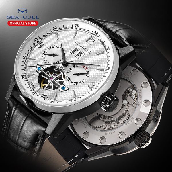 seagull business watches men's mechanical wristwatches calendar week 50m waterproof black leather buckle male watches 219.328, Slivery;brown
seagull business watches men's mechanical wristwatches calendar week 50m waterproof black leather buckle male watches 219.328, Slivery;brown