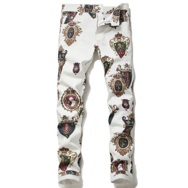autumn new men's jeans white print pattern trend wild straight jeans simple design style fashionable slim pants, Blue
autumn new men's jeans white print pattern trend wild straight jeans simple design style fashionable slim pants, Blue