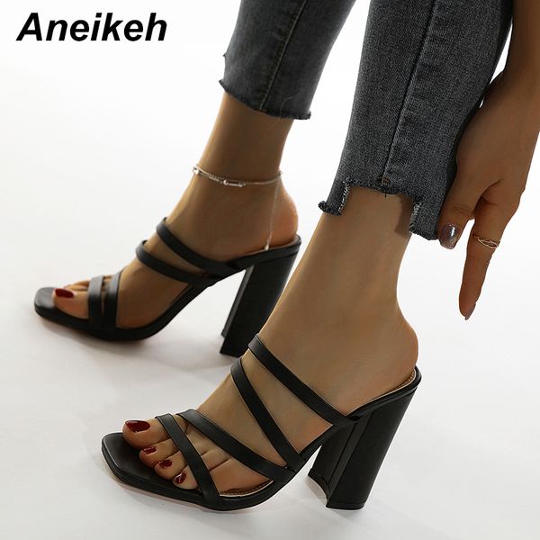 aneikeh summer fashion women shoes slippers slides pu shallow square heel outside square toe solid size 35-41 new mules design, Black 
aneikeh summer fashion women shoes slippers slides pu shallow square heel outside square toe solid size 35-41 new mules design, Black