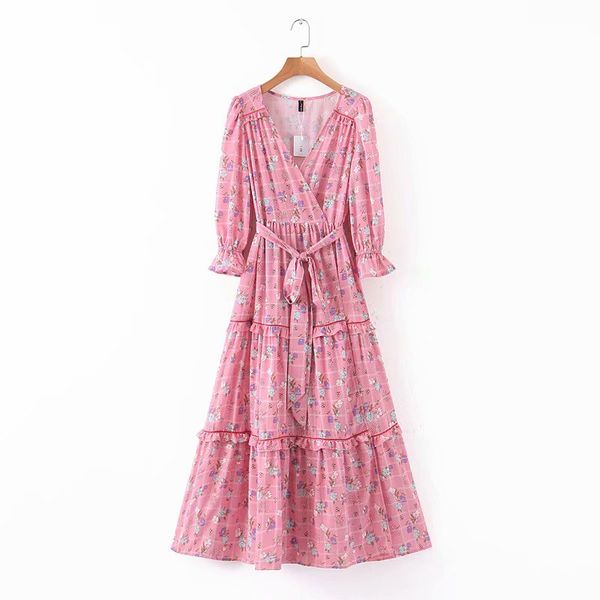 sweet chic pink floral ruffles bow sashes pleated maxi dress fashion women v-neck long dresses cute girls casual outfit, Black;gray
sweet chic pink floral ruffles bow sashes pleated maxi dress fashion women v-neck long dresses cute girls casual outfit, Black;gray