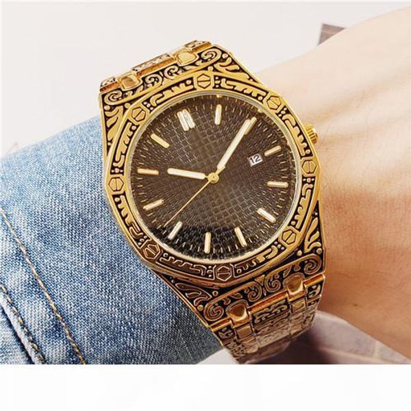 relogio masculino mens watches fashion men designer watch black dial calendar gold bracklet steel clasp male clock, Slivery;brown
relogio masculino mens watches fashion men designer watch black dial calendar gold bracklet steel clasp male clock, Slivery;brown