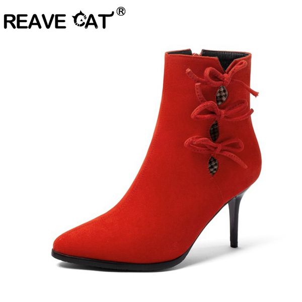 reave cat autumn mid calf boots pointed toe 8cm thin heels flock zipper butterfly-knot big size 33-46 black red casual s1971
reave cat autumn mid calf boots pointed toe 8cm thin heels flock zipper butterfly-knot big size 33-46 black red casual s1971