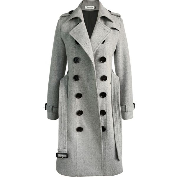 women's wool & blends gray double breasted slim coat women lapel autumn winter thick warm woolen, Black
women's wool & blends gray double breasted slim coat women lapel autumn winter thick warm woolen, Black