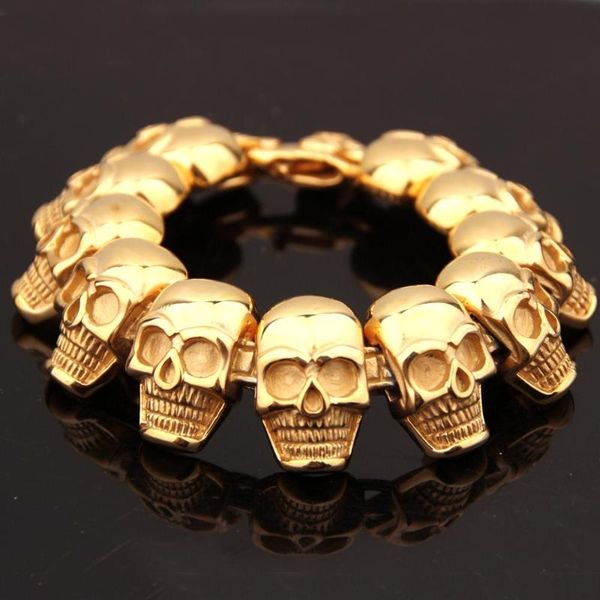 punk skull bracelets for men stainless steel shiny skull charm link chain bracelets mens gothic jewelry 8.66, Black
punk skull bracelets for men stainless steel shiny skull charm link chain bracelets mens gothic jewelry 8.66, Black