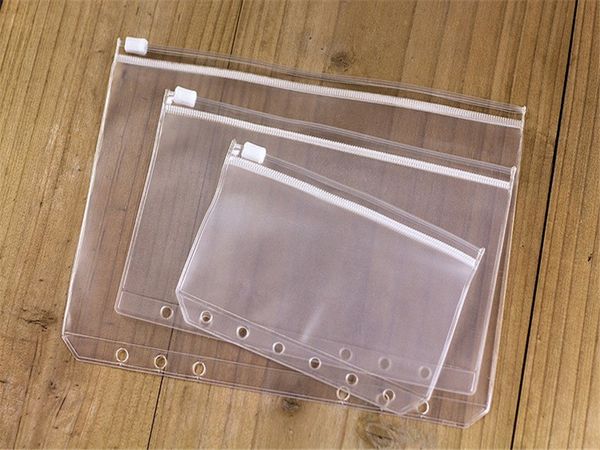 6-hole Loose-leaf Receipt Storage Bag A6 Transparent Zipper Bag Waterproof Transparent Document Bag School Supplier A07