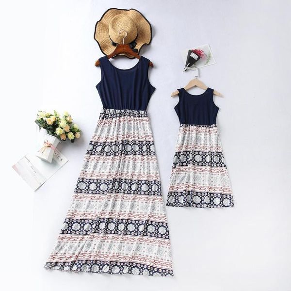 family matching outfits mother and me floral patchwork dress clothing women children girls casual sundress, Blue
family matching outfits mother and me floral patchwork dress clothing women children girls casual sundress, Blue