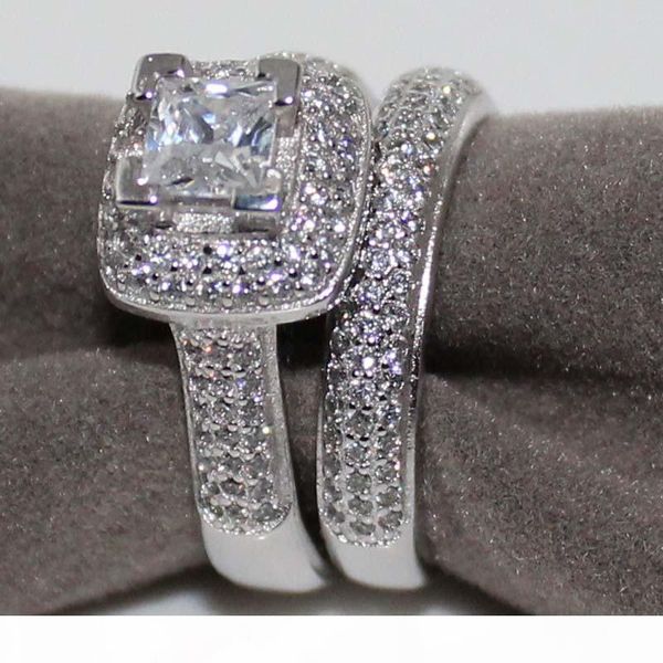 princess square zircon crystal wedding ring set for women vintage k white gold plated filled with inlay cz diamond party gift, Silver
princess square zircon crystal wedding ring set for women vintage k white gold plated filled with inlay cz diamond party gift, Silver