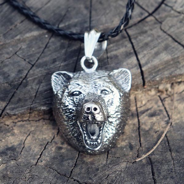 men's vintage wild viking bear head 316l stainless steel pendant necklace pagan nordic ursus grizzly charm amulet norse slavic jewelry, Silver
men's vintage wild viking bear head 316l stainless steel pendant necklace pagan nordic ursus grizzly charm amulet norse slavic jewelry, Silver