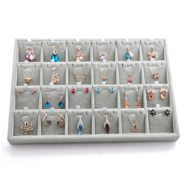 15 slots jewelry display tray velvet necklace chain pendant storage case display jewelry rack organizer stand holder fashion, Silver
15 slots jewelry display tray velvet necklace chain pendant storage case display jewelry rack organizer stand holder fashion, Silver