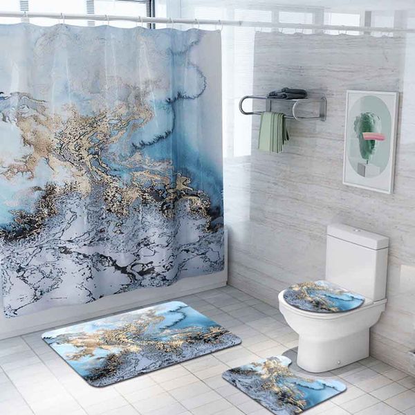 4pcs printed marble pattern soft l shower curtain set floor mat for bathroom
4pcs printed marble pattern soft l shower curtain set floor mat for bathroom