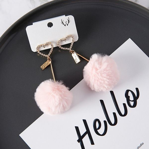 2020 korean sweety colourful fur ball drop earrings sparkling rhinestone heart fashion boucle d'oreille for women bijoux, Silver
2020 korean sweety colourful fur ball drop earrings sparkling rhinestone heart fashion boucle d'oreille for women bijoux, Silver