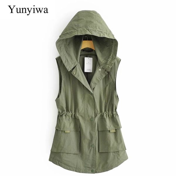 women's vests 2021 women safari style pockets patch hooded vest jacket female elastic waist casual slim waistcoat outwear coats ct515, Black;white
women's vests 2021 women safari style pockets patch hooded vest jacket female elastic waist casual slim waistcoat outwear coats ct515, Black;white