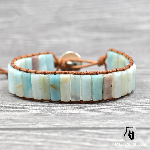 women men tube natural stone bracelet genuine leather wrap braided adjustable cuff wristband bracelets couples simple jewelry, Black
women men tube natural stone bracelet genuine leather wrap braided adjustable cuff wristband bracelets couples simple jewelry, Black