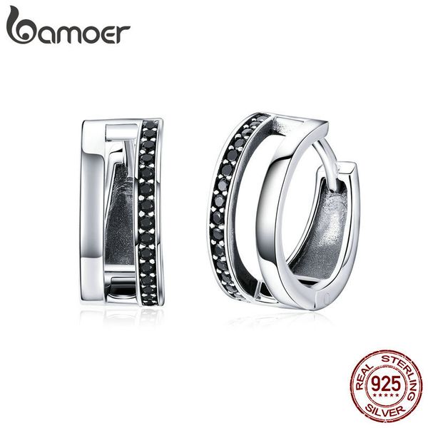 bamoer classic 925 sterling silver simple double round circle black cz hoop earrings for women fine jewelry gift sce444 200924, Golden;silver
bamoer classic 925 sterling silver simple double round circle black cz hoop earrings for women fine jewelry gift sce444 200924, Golden;silver