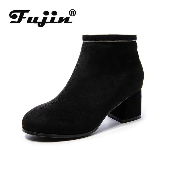 boots fujin genuine leather soft women ankle with square high heel suede warm plush winter shoes for 2021 autumn, Black
boots fujin genuine leather soft women ankle with square high heel suede warm plush winter shoes for 2021 autumn, Black
