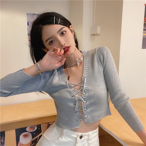 long sleeve knitted v-neck slim spring fall style women pullovers solid hooded sweaters fashion ladies bandage bodycon crop top, White;black
long sleeve knitted v-neck slim spring fall style women pullovers solid hooded sweaters fashion ladies bandage bodycon crop top, White;black