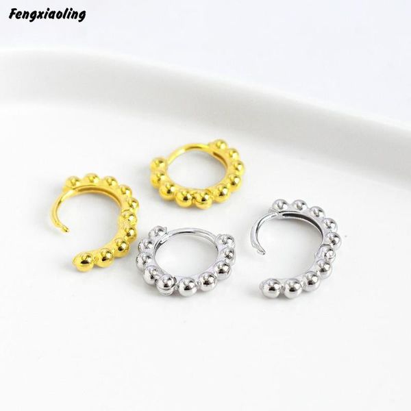 hoop & huggie fengxiaoling 100% real 925 sterling silver simple personality round beads earrings for women fine jewelry cute accessories, Golden;silver
hoop & huggie fengxiaoling 100% real 925 sterling silver simple personality round beads earrings for women fine jewelry cute accessories, Golden;silver